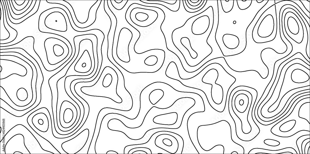 Aufkleber Topographic map in contour line and ocean topographic line map with curvy wave isolines. Geographic curved reliefs background.  Paper Texture Imitation of a Geographical map shades. 