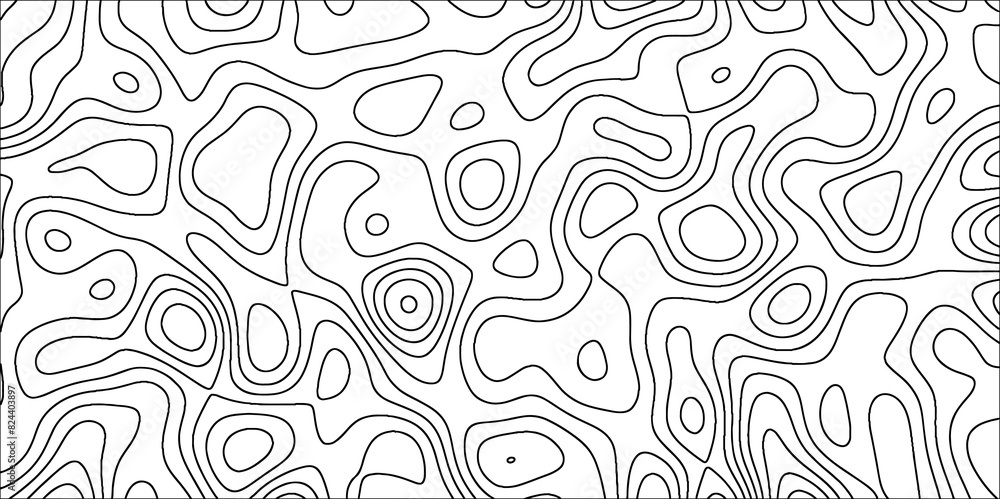 Aufkleber Topographic map in contour line and ocean topographic line map with curvy wave isolines. Geographic curved reliefs background.  Paper Texture Imitation of a Geographical map shades. 