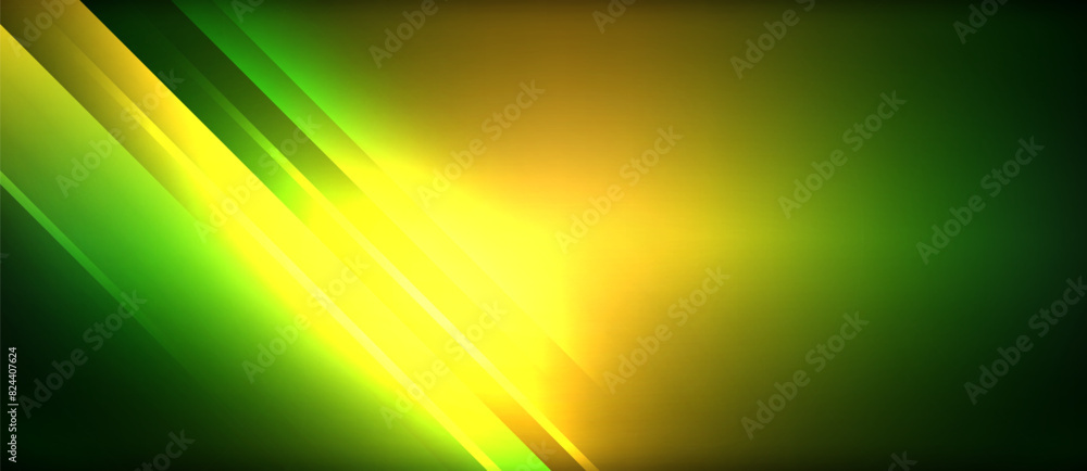 Poster neon glowing circle rays, light round lines in the dark, planet style neon wave lines. energetic ele