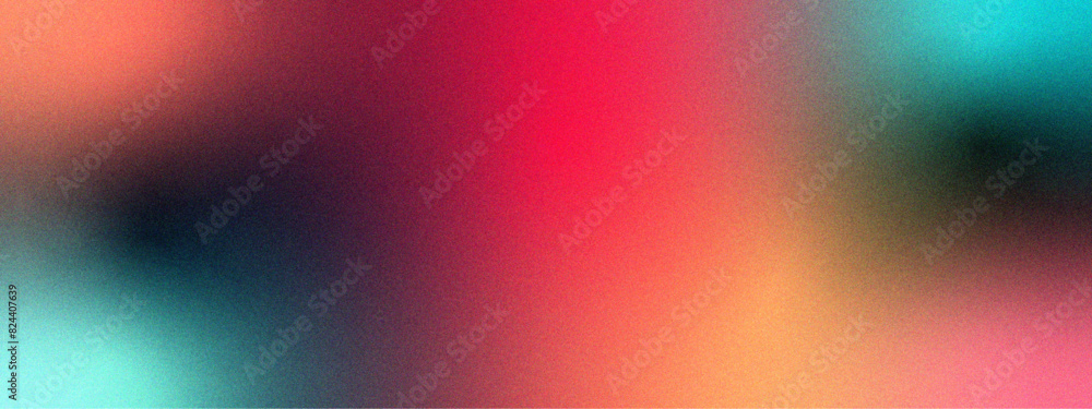 Poster abstract orange teal magenta purple vibrant color gradient with dark grainy noise and texture. paste