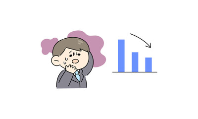 成績が下がって焦るスーツの男性のイラスト