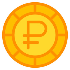 ruble. coin, currency, money, cash Icon