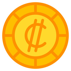 rican colon, coin, currency, money, cash Icon