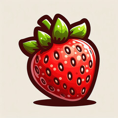 A vector of red strawberry in cartoon style