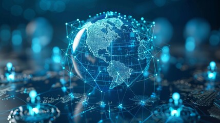 Obraz premium Global Communication: A 3D vector illustration of a person using a smartphone to connect with people around the world