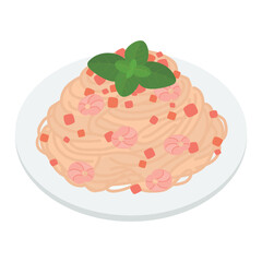 冷製パスタのイラスト