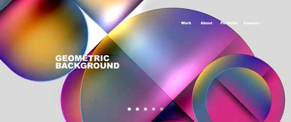 Circles and lines. Bright colorful geometry with glassmorphism effect. Vector Illustration For Wallpaper, Banner, Background, Card, Book Illustration, landing page