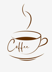 Cup of coffee in minimalist style. Vector illustration. Sketch for creativity.