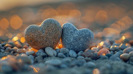 Obraz premium heart shaped stones
