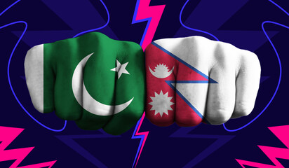Pakistan VS Nepal T20 Cricket World Cup 2024 concept match template banner vector illustration...