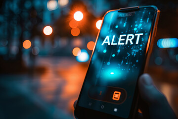Emergency alert on smartphone, emphasizing data protection and security