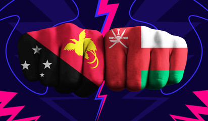 Papua New Guinea VS Oman T20 Cricket World Cup 2024 concept match template banner vector...