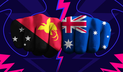 Papua New Guinea VS Australia T20 Cricket World Cup 2024 concept match template banner vector...