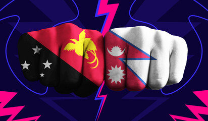 Papua New Guinea VS Nepal T20 Cricket World Cup 2024 concept match template banner vector...