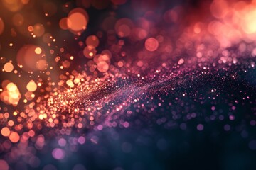 Dark color and glow particle abstract background, AI generated