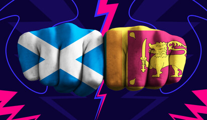 Scotland VS Sri Lanka T20 Cricket World Cup 2024 concept match template banner vector illustration...