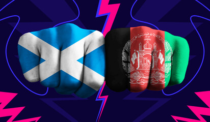 Scotland VS Afghanistan T20 Cricket World Cup 2024 concept match template banner vector...