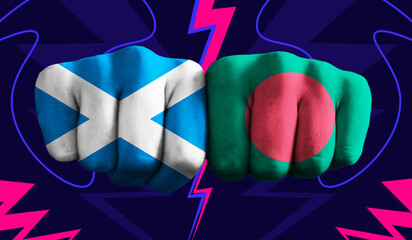 Scotland VS Bangladesh T20 Cricket World Cup 2024 concept match template banner vector illustration...