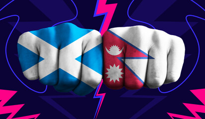 Scotland VS Nepal T20 Cricket World Cup 2024 concept match template banner vector illustration...