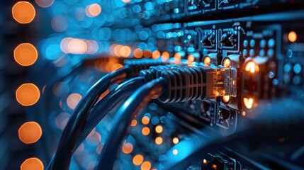 Naklejka premium Virtual network cables linking global servers. stock image