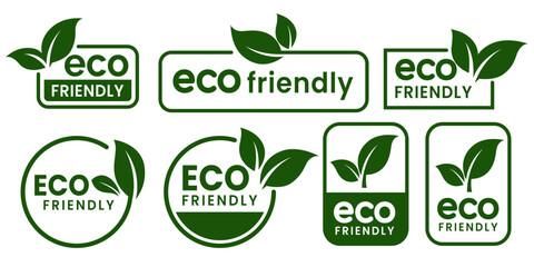 Set of eco friendly icons. Ecologic food stamps. Organic natural food labels.