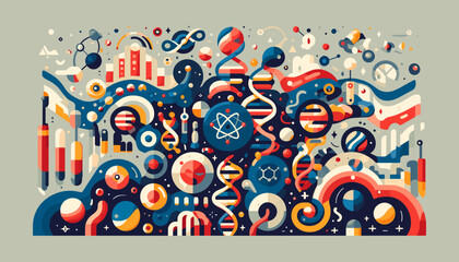 Concept of Image on Genome Analysis and Genome Editing. Vector illustration.