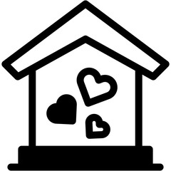 home, love, house, heart, building Icon
