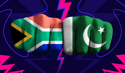 South Africa VS Pakistan T20 Cricket World Cup 2024 concept match template banner vector...