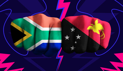 South Africa VS Papua New Guinea T20 Cricket World Cup 2024 concept match template banner vector...