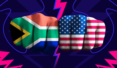 South Africa VS United States T20 Cricket World Cup 2024 concept match template banner vector...