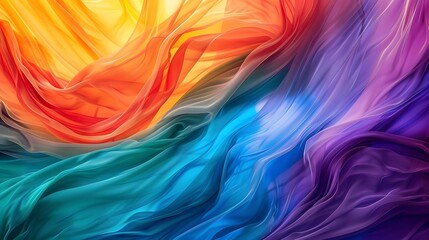 Waves of Colorful Silk in Motion: A Rainbow Gradient Art Design