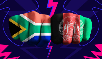 South Africa VS Afghanistan T20 Cricket World Cup 2024 concept match template banner vector...