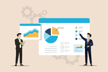 Business success planning concept, business people team meeting, business marketing team working for strategy planning concept and business data analytics research on monitor dashboard.