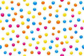 Colored Nonpareils Sprinkles Candy Scattered on Transparent Background - Seamless Pattern