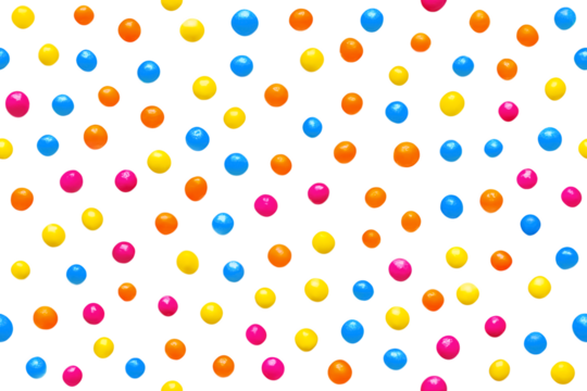 Colored Nonpareils Sprinkles Candy Scattered on Transparent Background - Seamless Pattern
