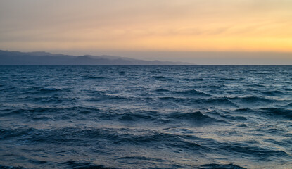 Fototapeta premium sunset over the mountains and sea. Cyprus