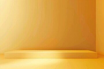 Yellow podium and minimal abstract background.