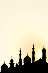 Mosque on Sunset Background (EPS Vector)