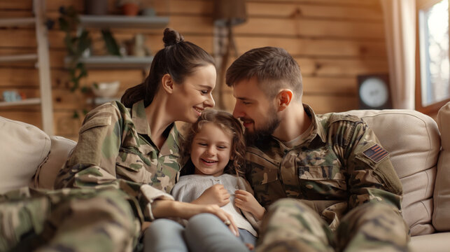 Portrait of a happy army family