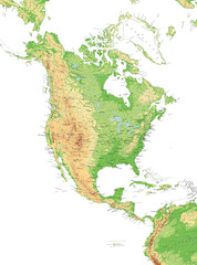 North America terrain map. Super high quality. Detailed with thousands of place name labels. © pbardocz