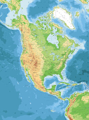 North America terrain map. Super high quality. Detailed with thousands of place name labels.