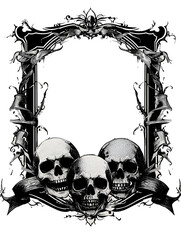 Empty Frame Decorated With Human Skulls