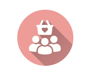 Group shopping preferences icon, vector flat design with long shadow.
