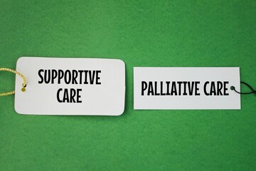 white paper with the words supportive care or palliative care