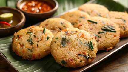 Fototapeta premium Bala Bala Is A Food Made From Wheat Flour Mixed With Various Kinds Of Vegetables. Generative Ai