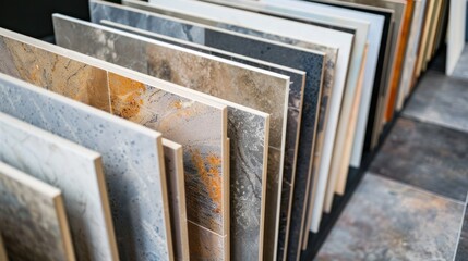 Obraz premium Many luxury samples of tiles on display in store.