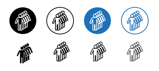 Editable Queue icon sheet of standing people, People queue in outline and filled style
