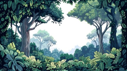 Lush Forest Landscape with Blank Space for Nature Inspired Design or Message