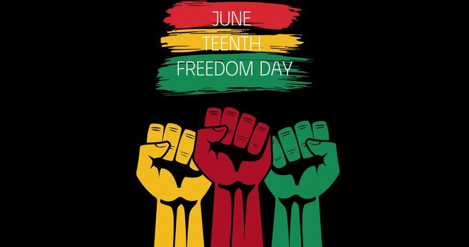 June Teenth Freedom Day Design with hand fists animation. stock video illustration