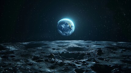 Majestic view of earth from moon surface capturing outer space vastness